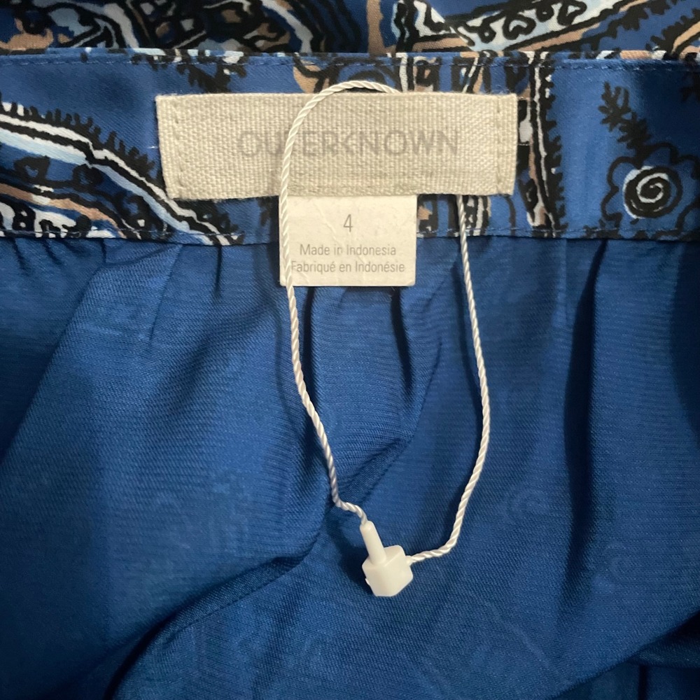 Outerknown Maxi Skirt Womens 4 Blue Paisley Tiered Boho Ruffle Flowy Cottagecore - Picture 7 of 7